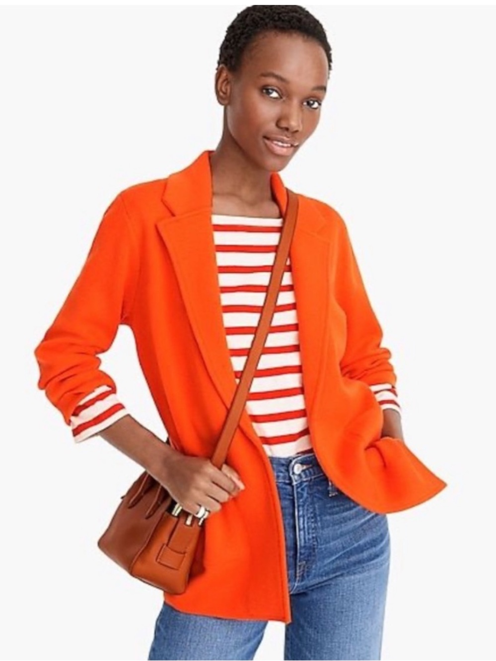 J.Crew open front knit cardigan blazer, Orange, Size Medium